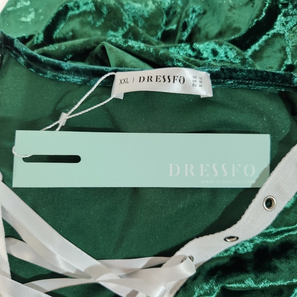 Green Velvet DRESSFO Hi Low Festival Cosplay Dress (US 12) - Picture 12 of 15